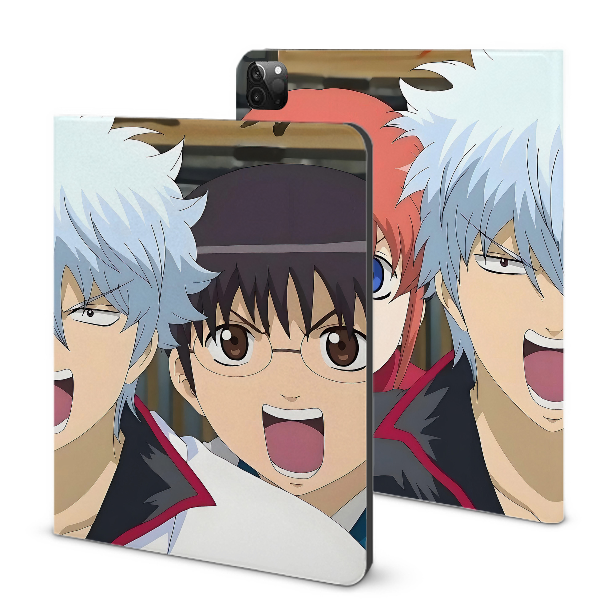 （画像用） ぎんたま 坂田銀時（さかたぎんとき） 神楽 志村新八（しむら しんぱち） GINTAMA Sakata Gintoki Kagura Shimura Shinpachi IPadケース ペンホルダー付き ブックスタイルデザイン
